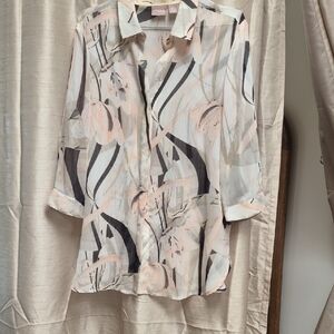 Chico's Floral Blouse in Pink and Black